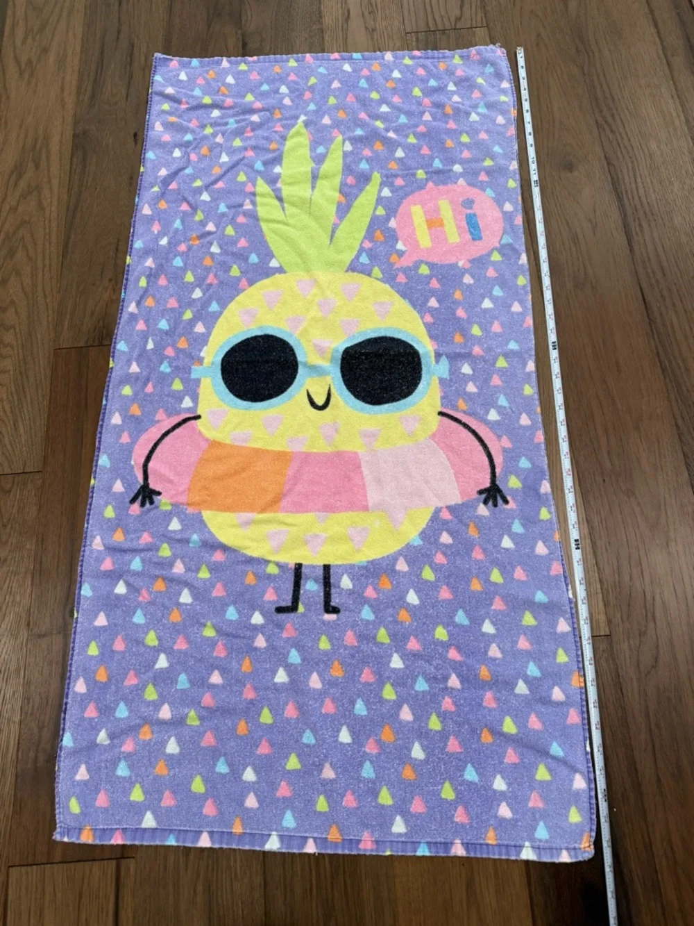Kids Pineapple Beach Towel Purple with Sunglasses & Floatie